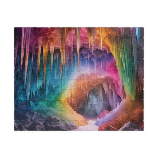 Crystal Craven Trippy Puzzle, Colorful Fantasy Mystical Rainbow Cave Scene, Challenging Jigsaw Game, Fun Family Activity, Meditation Tool 110 pcs (Horizontal) Puzzle The Puzzle Chest