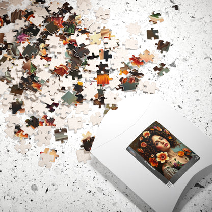 Floral Art Puzzle, Beautiful Woman Portrait Jigsaw, Relaxing Activity for Adults, Gift for Puzzle Lovers and Friends, Mindful Brain Teaser Puzzle The Puzzle Chest