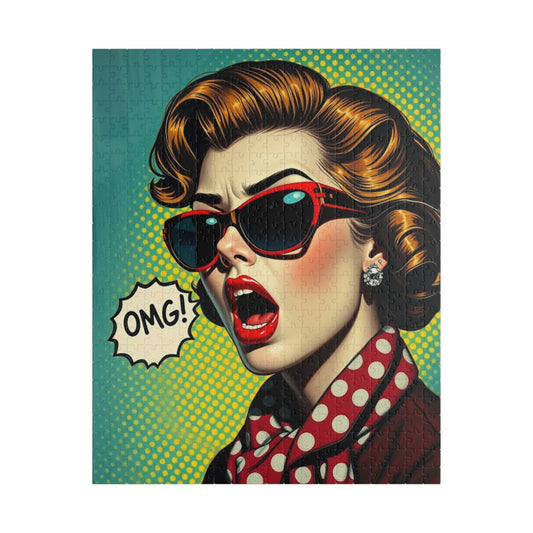 Retro Pop Art Puzzle - OMG! 110, 252, 520, 1014-piece, Fun Family Game Night, Puzzle Lover Gift for Friend Holiday Birthday, Home Decor 520 pcs (Vertical) Puzzle The Puzzle Chest