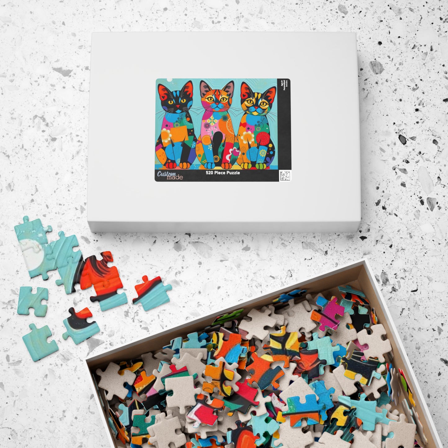Colorful Cat Puzzle | 110, 252, 520, 1014-piece Pop Art Jigsaw Game | Fun Family Activity, Cat Lover Gift Puzzle The Puzzle Chest