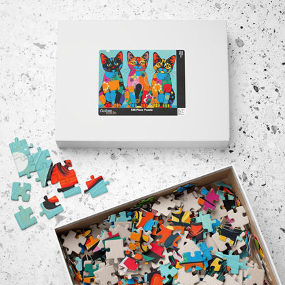 Colorful Cat Puzzle | 110, 252, 520, 1014-piece Pop Art Jigsaw Game | Fun Family Activity, Cat Lover Gift Puzzle The Puzzle Chest