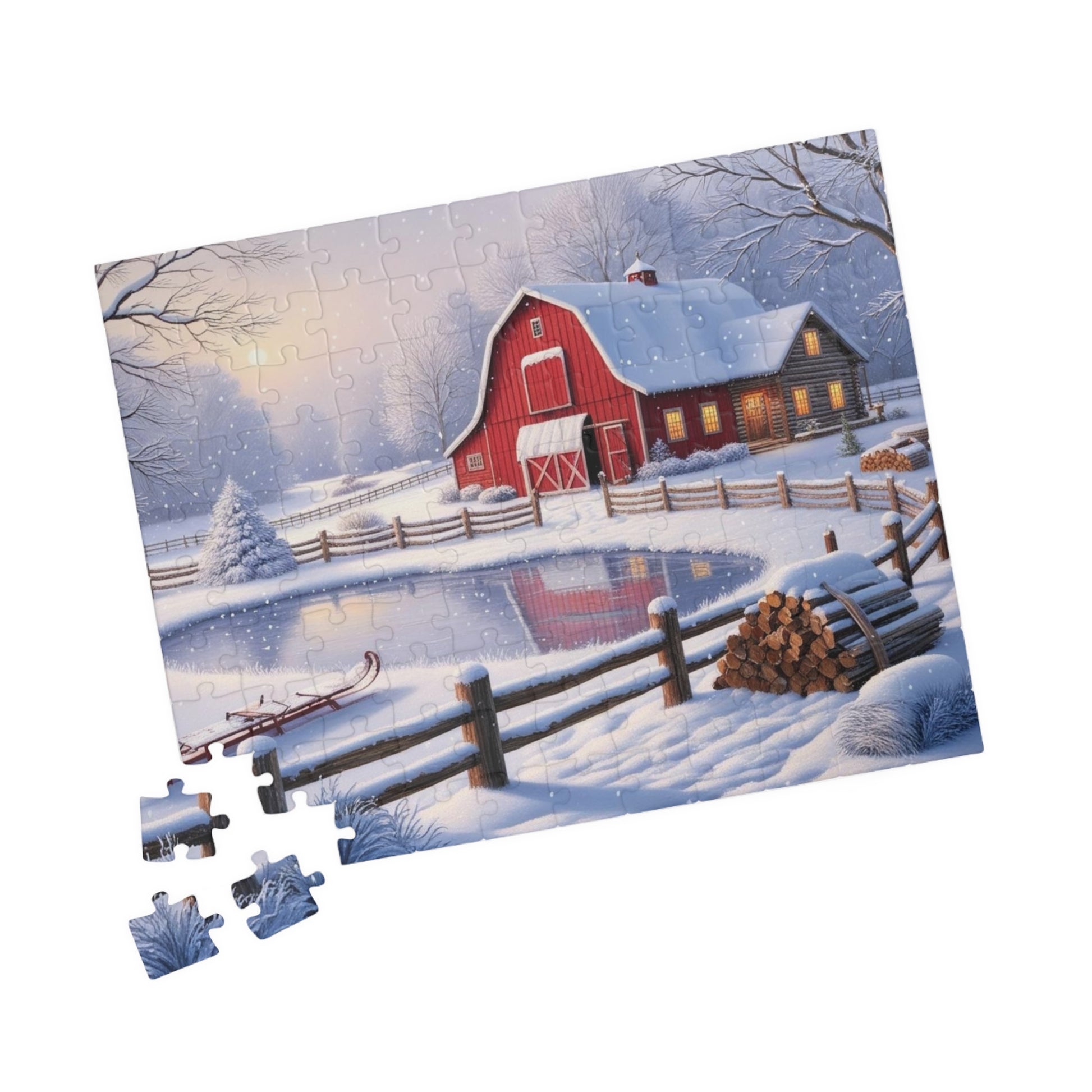 Winter Farmhouse Puzzle, Landscape Jigsaw Game, Perfect for Family Nights, Holiday Fun, Home Decor, Gift for Puzzle Lover, Relaxing Activity Puzzle The Puzzle Chest