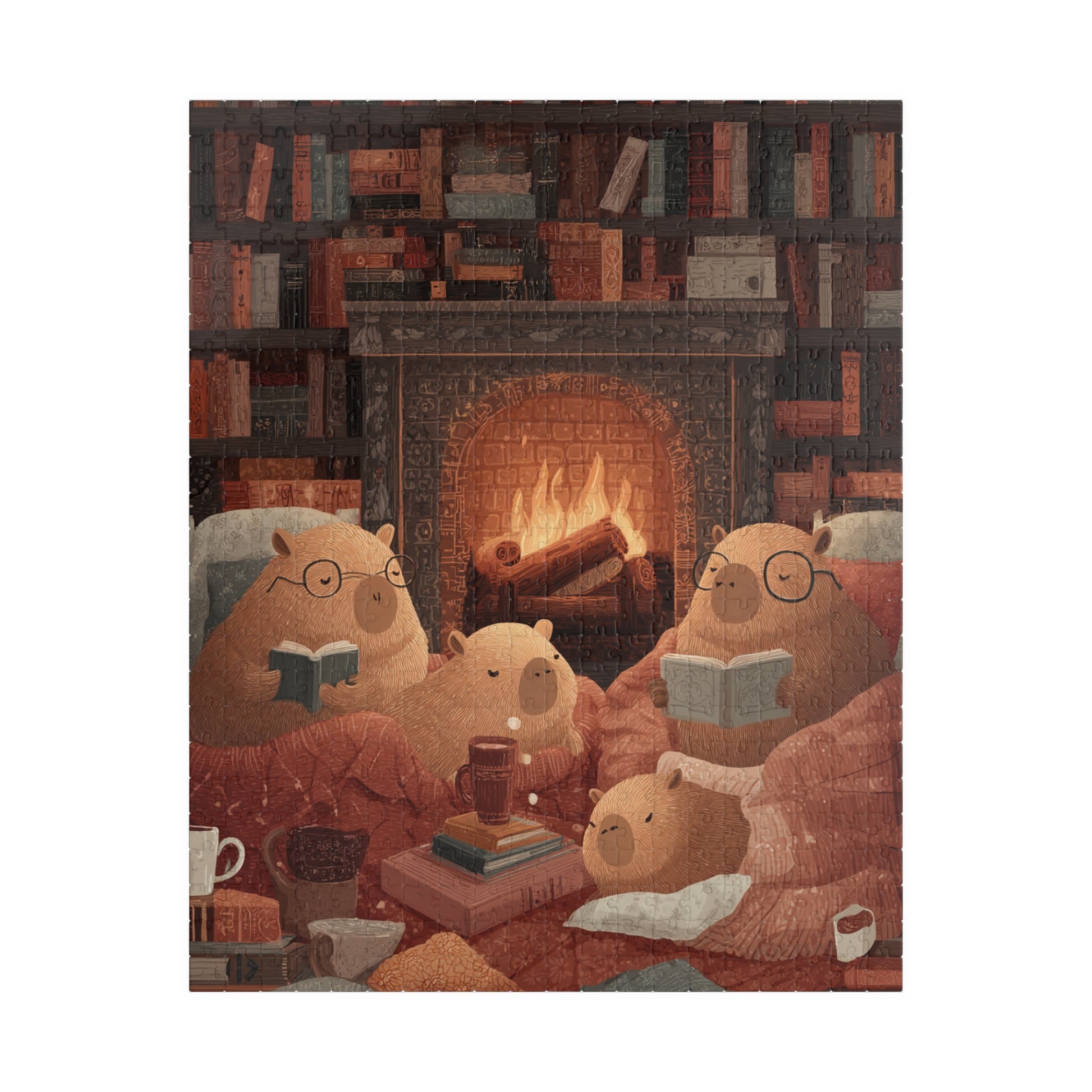 Capybara Library Jigsaw Puzzle - Cute Storybook Scene, Cartoon Puzzle Art Puzzle The Puzzle Chest