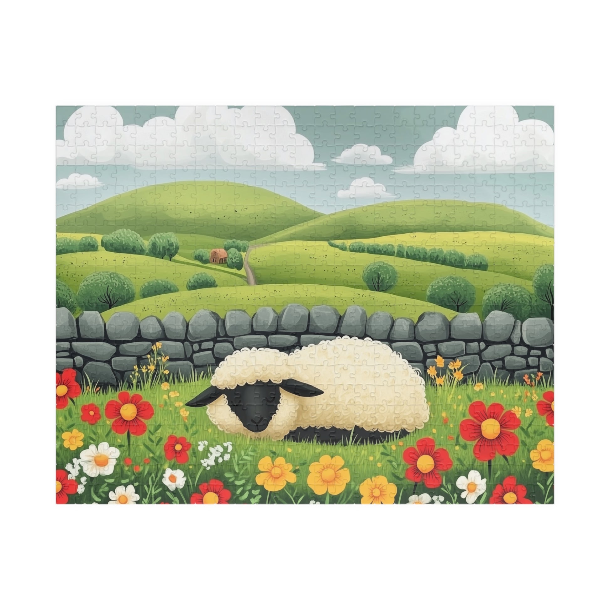 Sheep in Wildflower Meadow Puzzle | 120/252/500-Piece Jigsaw Puzzle The Puzzle Chest