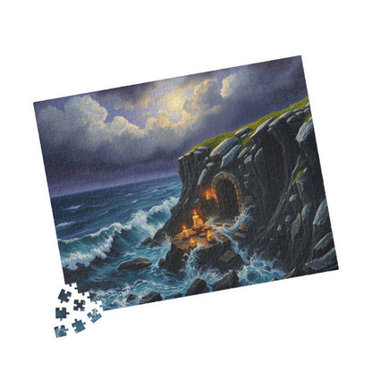 Sepulcher by the Sea Gothic Jigsaw Puzzle, Mystical Coastal Gothic Art Print, Solo Fun Meditation Activity, Gift for Dark Fantasy Lover Puzzle The Puzzle Chest