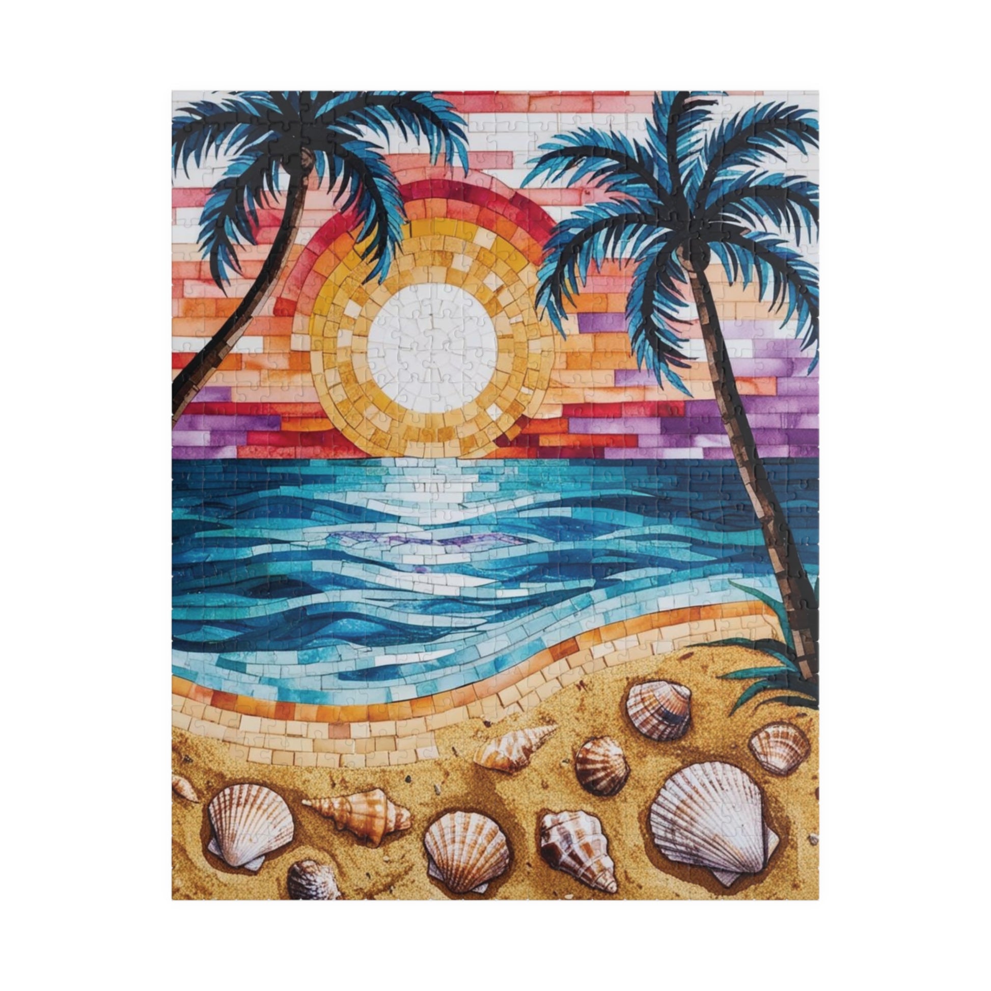 Tropical Beach Mosaic Jigsaw Puzzle, Relaxing Beach Scene, Vacation Family Game, Mindfulness Activity, Family Fun, Beach Lover Gifted Puzzle 520 pcs (Vertical) Puzzle The Puzzle Chest