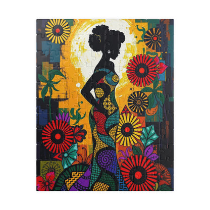 Colorful Lady Silhouette Puzzle - Black Art Inspired Jigsaw Game, Unique Afrocentric Gift for Friends, Family Game Nights, Mental Exercise 110 pcs (Vertical) Puzzle The Puzzle Chest
