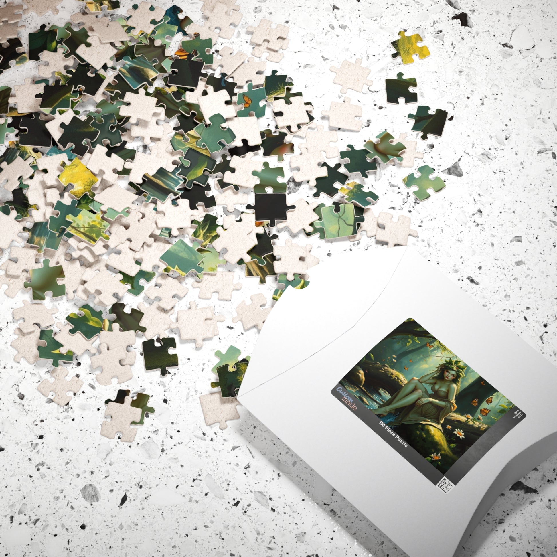 Green Skin Forest Nymph Jigsaw Puzzle, Serene Woodland Mythical Creature, Fantasy Nature Lover Gift, Mindful Family Activity, Leisure Hobby Puzzle The Puzzle Chest