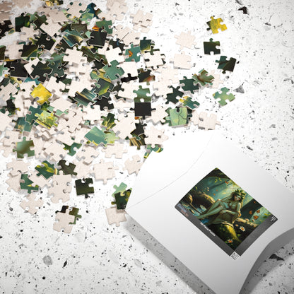 Green Skin Forest Nymph Jigsaw Puzzle, Serene Woodland Mythical Creature, Fantasy Nature Lover Gift, Mindful Family Activity, Leisure Hobby Puzzle The Puzzle Chest