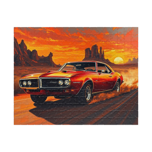 Vintage Muscle Car Jigsaw Puzzle, Classic Red 1967 Pontiac Firebird, Iconic Vehicle in the Desert Scene, Classic Car Enthusiast Gift for Him 252 pcs (Horizontal) Puzzle The Puzzle Chest