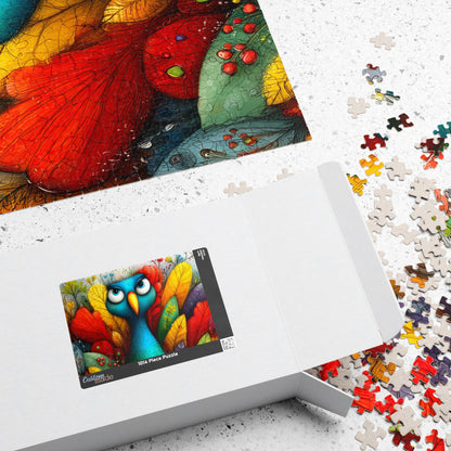 Colorful Blue Bird Illustration Puzzle | 110-1014 Piece Farm Animal Chicken Jigsaw Puzzle The Puzzle Chest