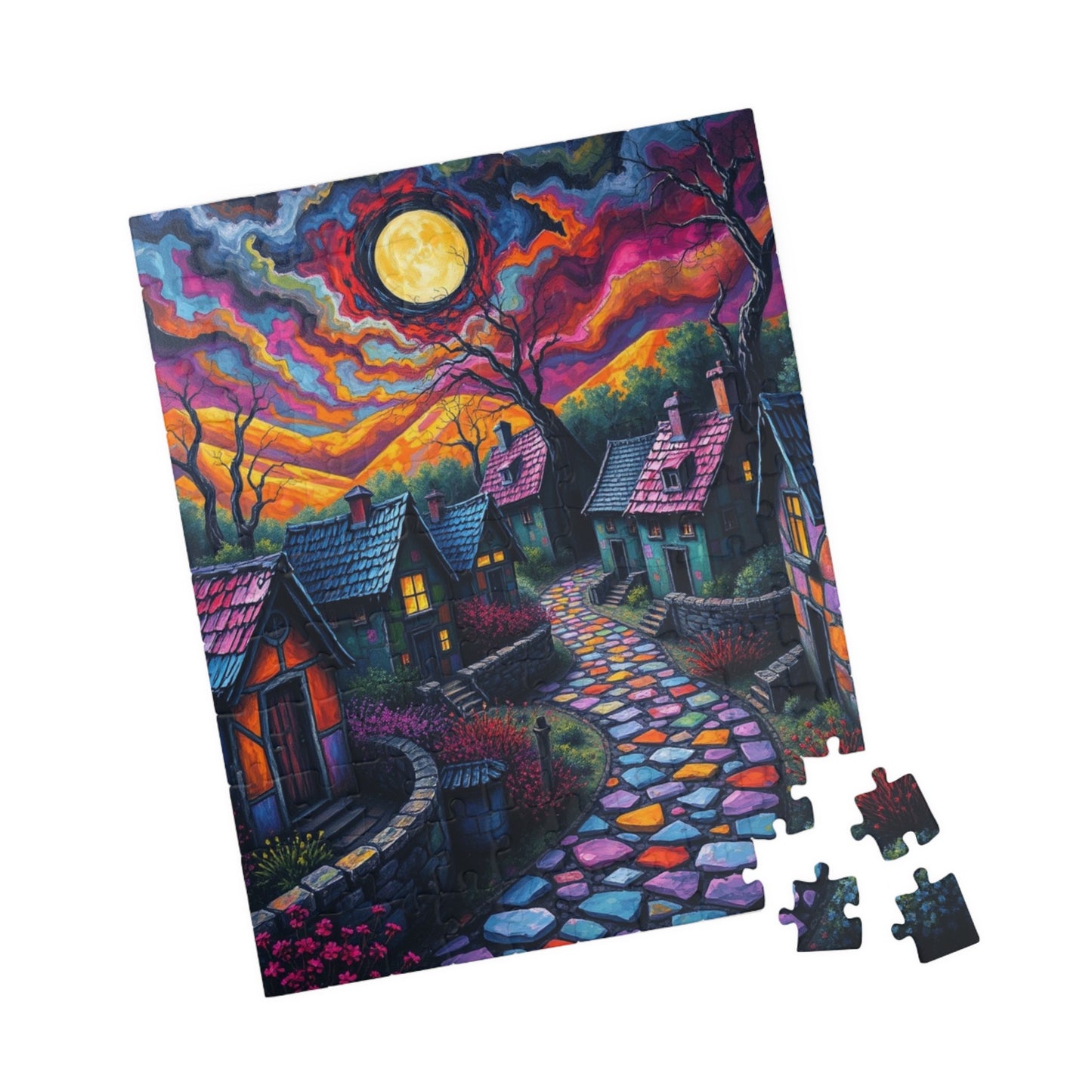 Enchanting Evening Village Puzzle, 110, 252, 520, 1014-piece, Nighttime Scenic Jigsaw Game for Family Fun, Gifts, Home Décor The Puzzle Chest