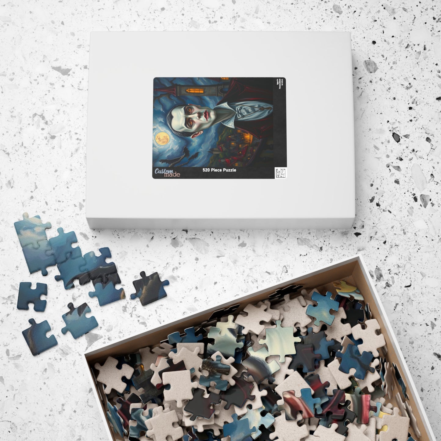 Vampire Gothic Manor Jigsaw Puzzle, Dark Fantasy Stormy Sky Art, Halloween Game, Challenging Adult Toy, Mind-bending Activity, Unique Gift Puzzle The Puzzle Chest