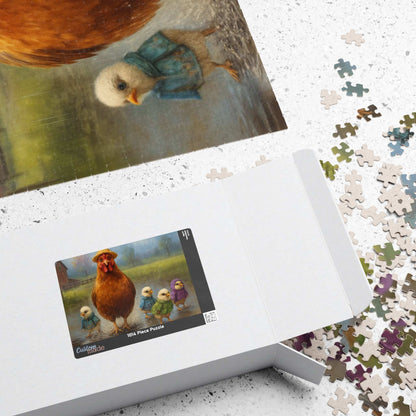 Mud Puddle Mischief Jigsaw Puzzle - Rainy Day Chicken Scene, Fun Family Game, Puzzle Lover Gift, Cozy Night In Activity, Farm Nature Theme Puzzle The Puzzle Chest