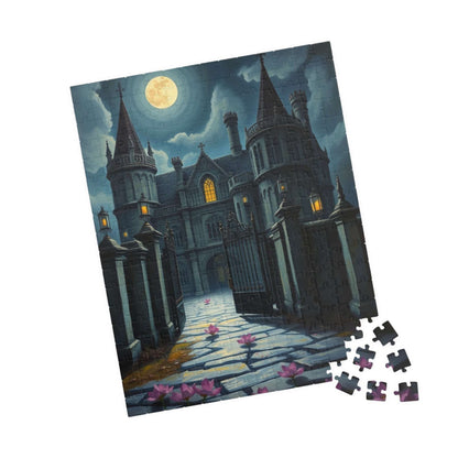 Haunting Gothic Mansion Puzzle 110, 252, 520, 1014-piece, Moonlit Abandoned House with Glowing Window, Fans of Mystical Atmospheric Art Gift 252 pcs (Vertical) Puzzle The Puzzle Chest