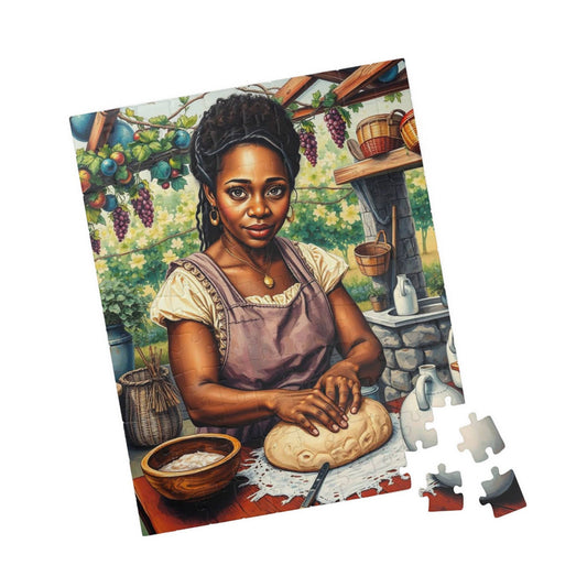 The Artisan Baker Jigsaw Puzzle - Black Woman Kneading Bread, Afrocentric Art, African American Cooking Chef 110 pcs (Vertical) Puzzle The Puzzle Chest