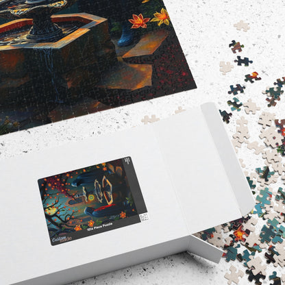 Ghostly Gothic Garden Puzzle, Dark Fantasy Scene with Glowing Flowers and Hooded Figures, Quiet Leisure Staycation Activity for Puzzle Lover Puzzle The Puzzle Chest