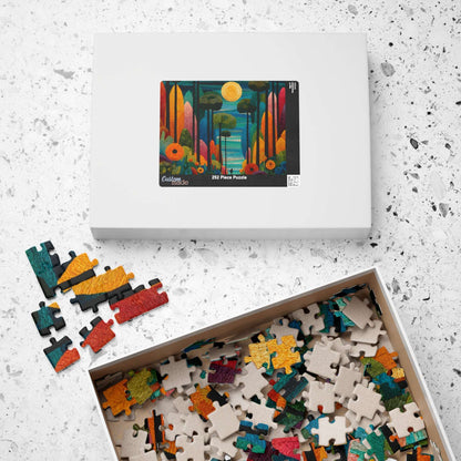 Mosaic Abstract Floral Landscape Jigsaw Puzzle, Nature Theme Holiday Birthday Gift for Friend, Family Activity, Art Decor, Mindfulness Fun Puzzle The Puzzle Chest