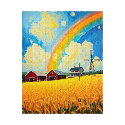 Scenic Farmhouse Puzzle, 110-1014 Piece Jigsaw, Vibrant Rainbow Landscape, Gift for Nature Lovers, Family Fun Activity 252 pcs (Vertical) Puzzle The Puzzle Chest