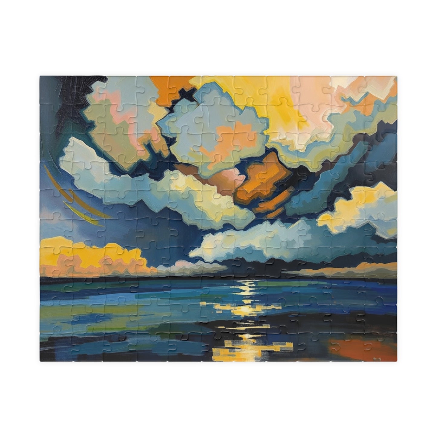 Serene Sunset Puzzle, Unique Abstract Art Jigsaw Game 110 pcs (Horizontal) Puzzle The Puzzle Chest
