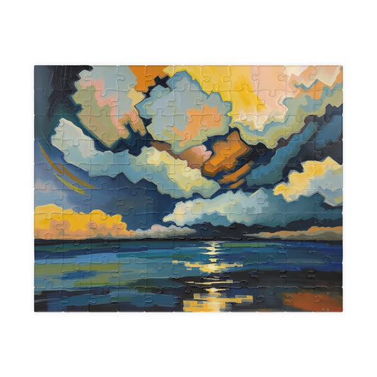 Serene Sunset Puzzle, Unique Abstract Art Jigsaw Game for Family Game Night, Gift for Art Lovers, Home Mindfulness Activity 110 pcs (Horizontal) Puzzle The Puzzle Chest