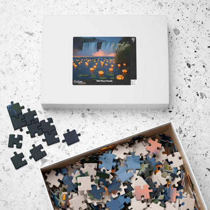 The Mighty Niagara Falls Landmark Jigsaw Puzzle, Nighttime Scene with Floating Lanterns and Lilies, Gift for Nature Lover, Puzzle Enthusiast Puzzle The Puzzle Chest