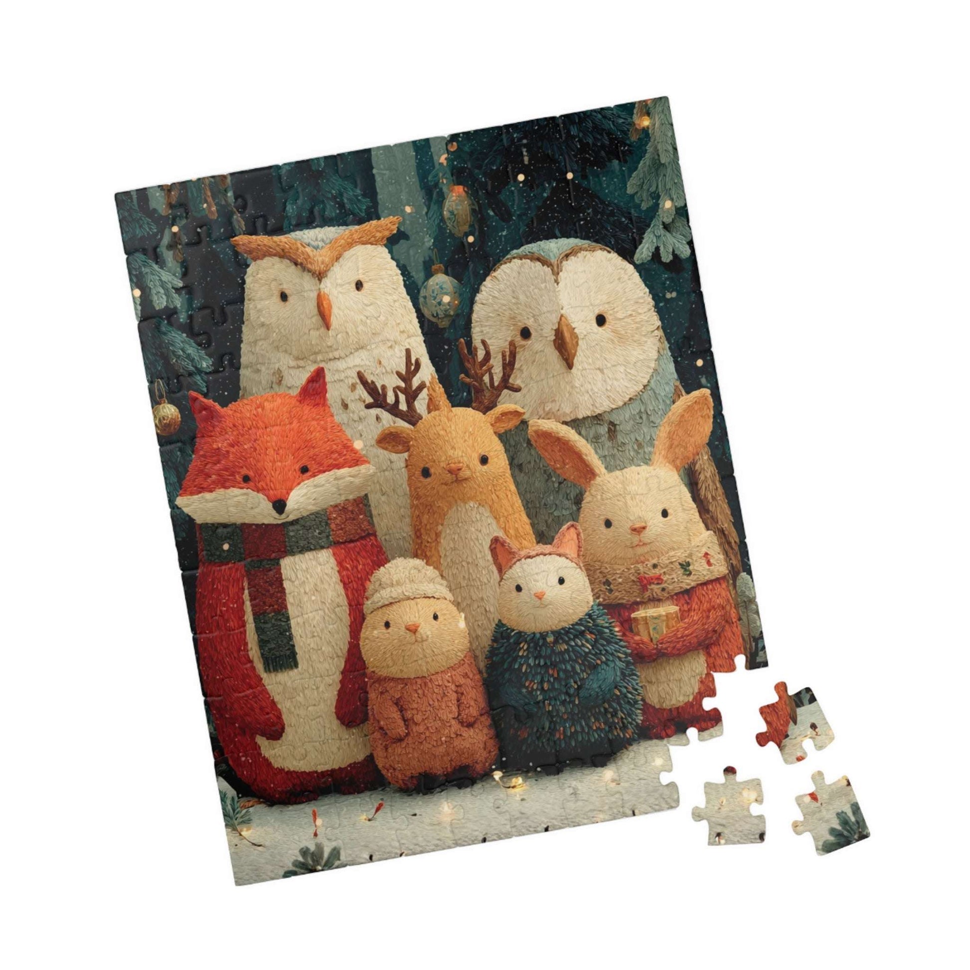 Cozy Animal Friends Jigsaw Puzzle for Family Fun, Holiday Gift, Winter Decor, Home Entertainment, Brain Teaser 110 pcs (Vertical) Puzzle The Puzzle Chest