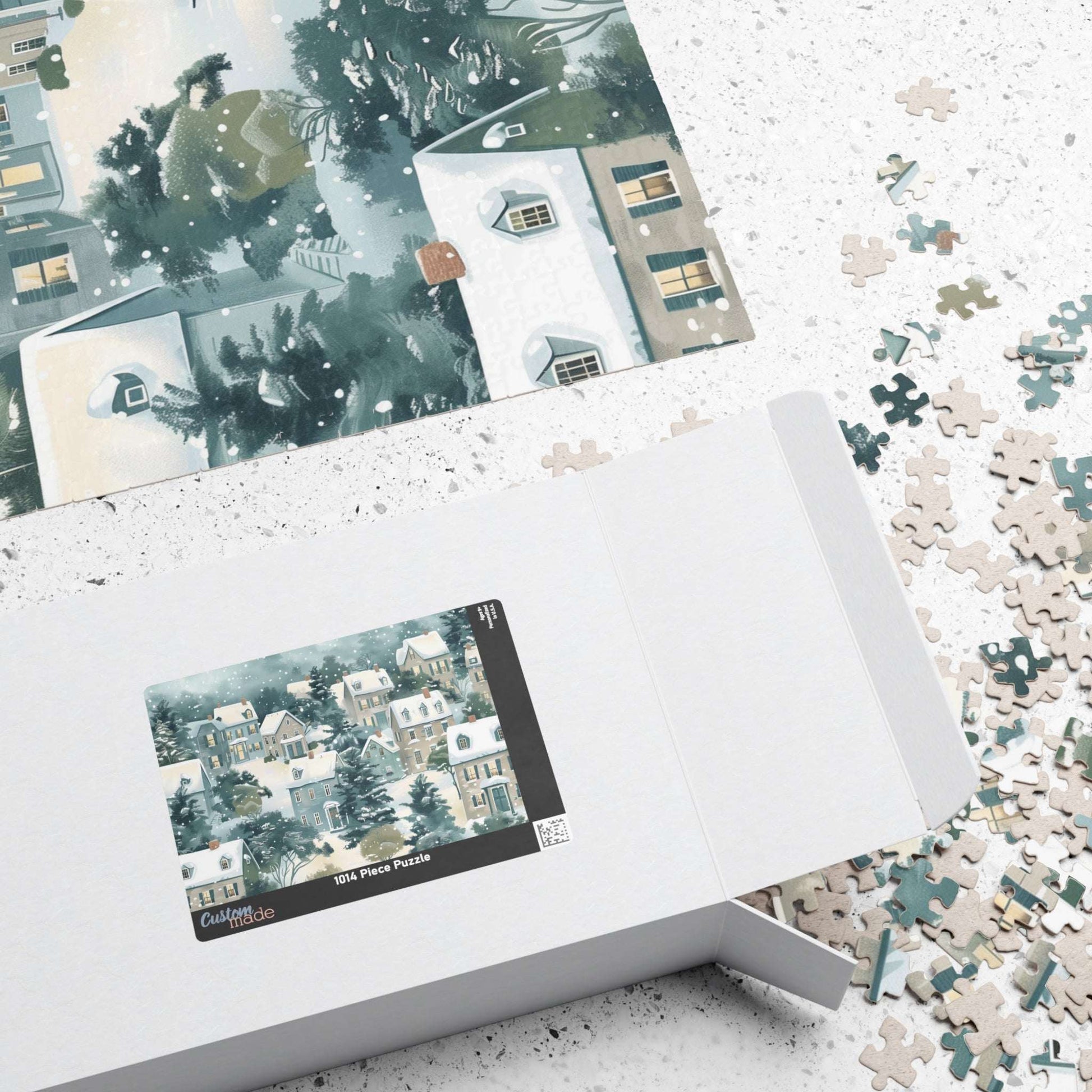 Snowy Village Winter Scene Jigsaw Puzzle
