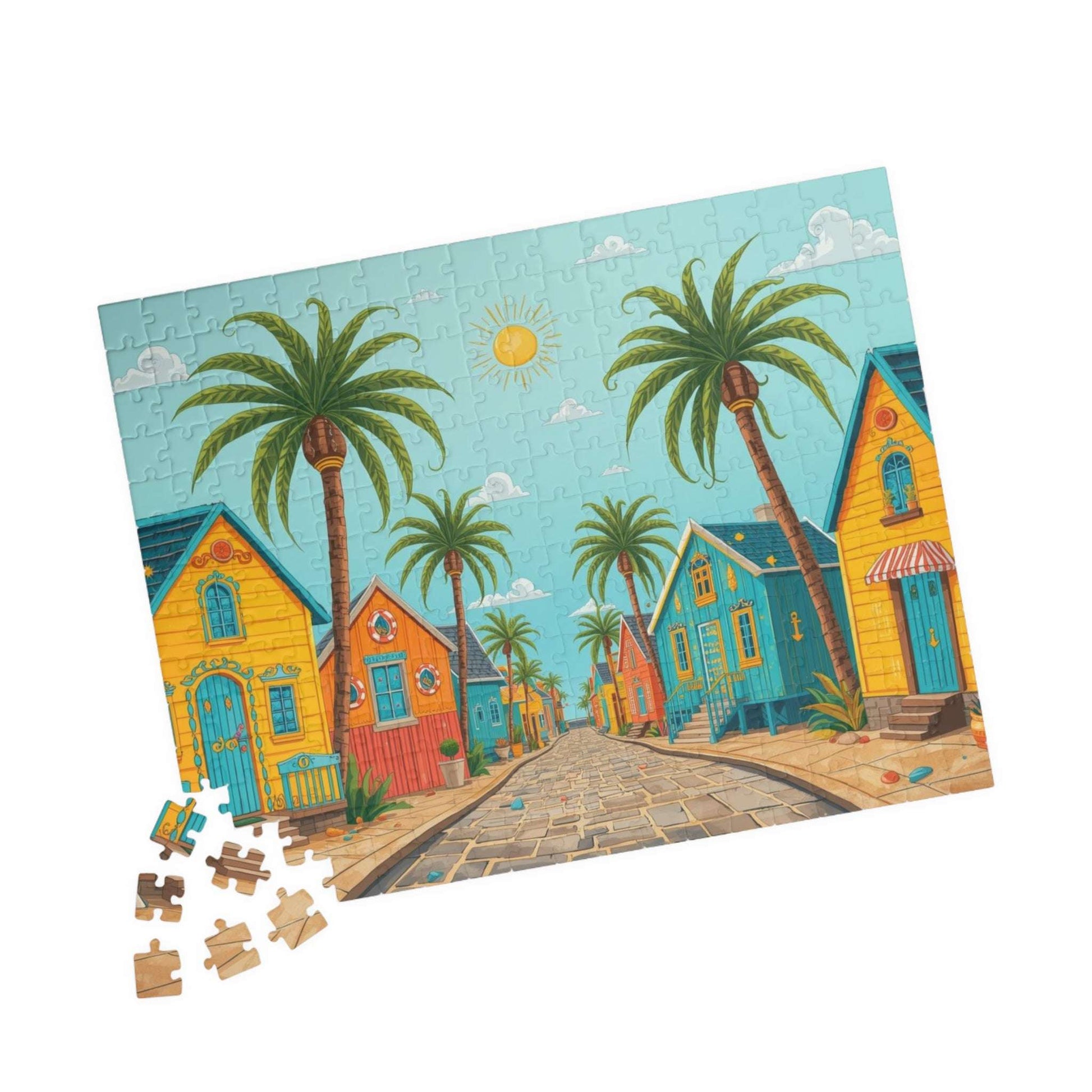 Beach House Village Puzzle - Seaside Town Jigsaw Game 252 pcs (Horizontal) Puzzle The Puzzle Chest