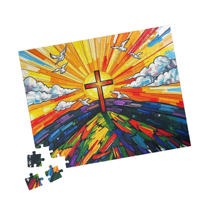 Faith-Inspired Cross Jigsaw Puzzle for Spiritual Reflections, Family Game Nights, Holiday Birthday Gift for Christians, Brain Teaser 110 pcs (Horizontal) Puzzle The Puzzle Chest