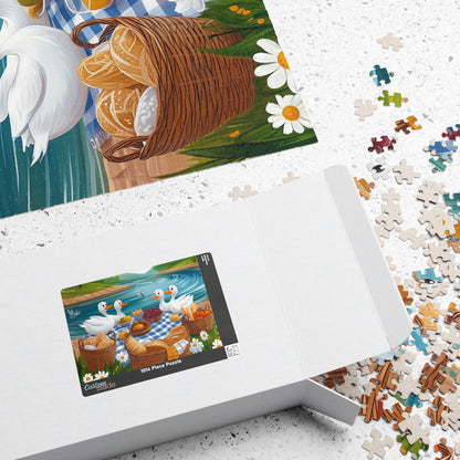 Duck Family Picnic Puzzle | Scenic River Picnic Animal Jigsaw Game Puzzle The Puzzle Chest