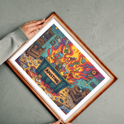 Adulting Dumpster Fire Jigsaw Puzzle - Funny Meme Theme, Mindfulness Activity, Holiday Birthday Gift for Adults, Entertainment, Brain Teaser Puzzle The Puzzle Chest