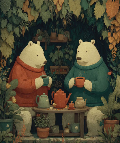 Botanical Bear Tea Party – Nature Loving Bears with Plants Jigsaw Game
