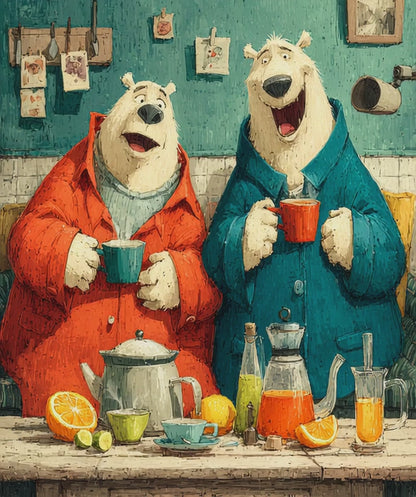 Cartoon Bear Tea Party – Whimsical Cute Animal Jigsaw Puzzle with Adorable Characters