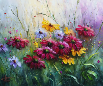 Misty Bloom Jigsaw Puzzle - Soft Abstract Floral Art, Vibrant Flower Artwork
