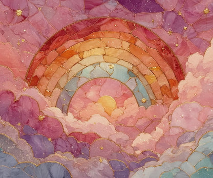 Abstract Rainbow Cloud Jigsaw Puzzle - Stained Glass Style, Pastel Colors